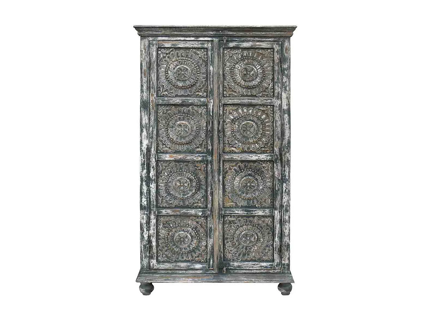 Roupeiro artesanal de madeira cinzenta 100x41x183 cm