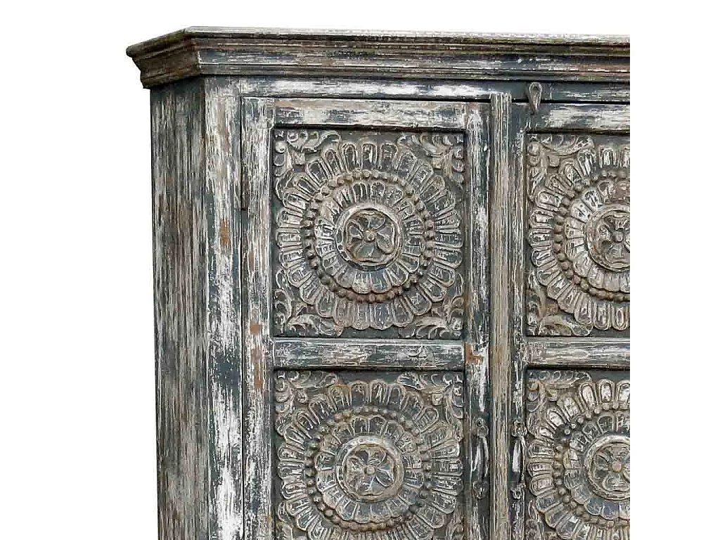 Roupeiro artesanal de madeira cinzenta 100x41x183 cm