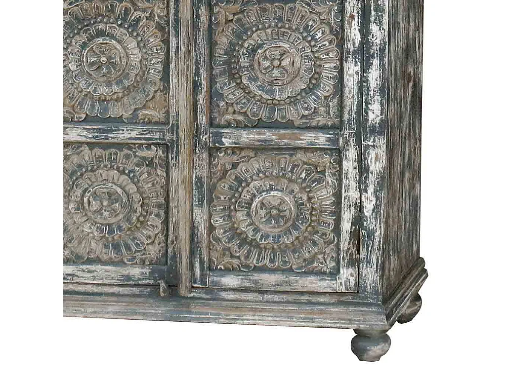 Roupeiro artesanal de madeira cinzenta 100x41x183 cm