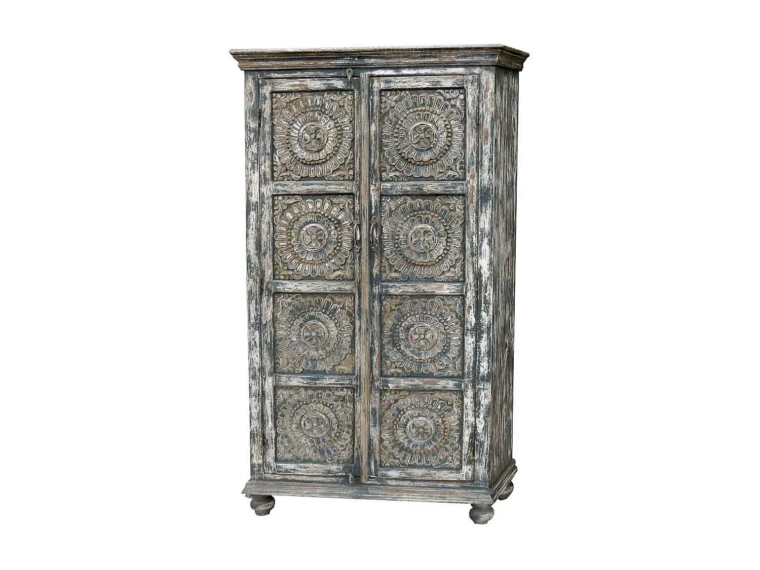 Roupeiro artesanal de madeira cinzenta 100x41x183 cm