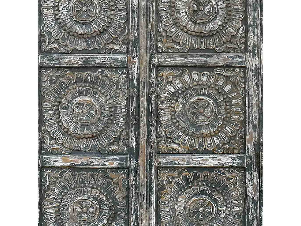 Roupeiro artesanal de madeira cinzenta 100x41x183 cm