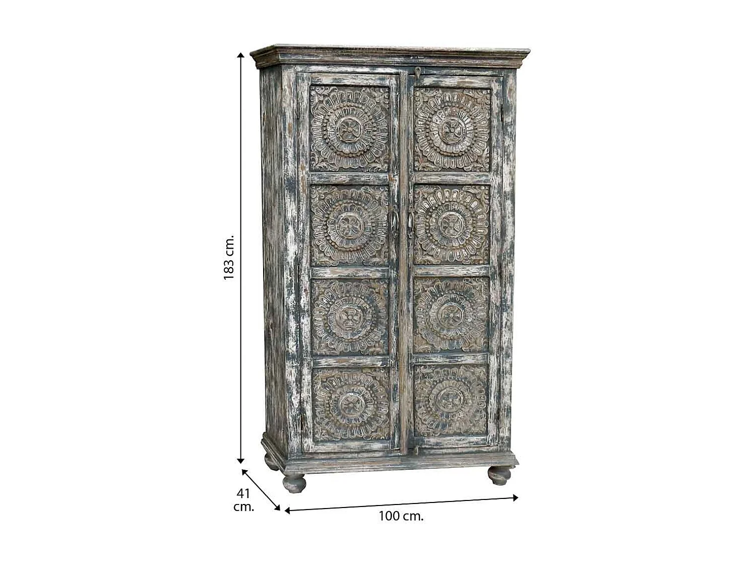 Armadio in legno grigio artigianale 100x41x183h cm
