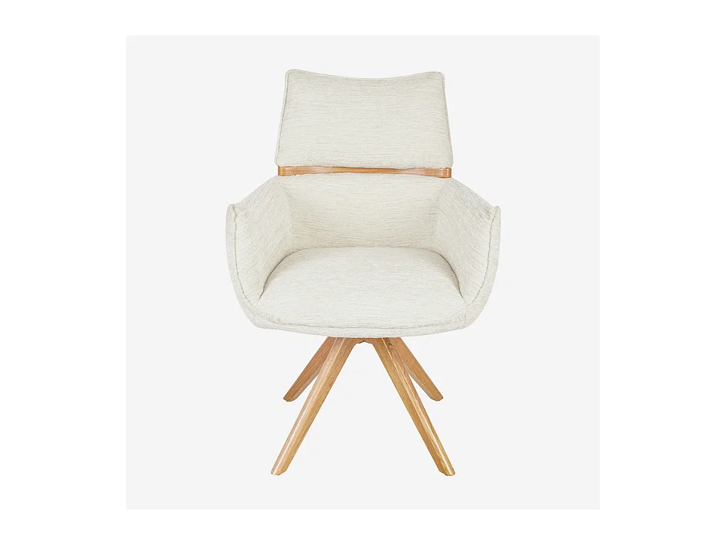 Habitat - Chaise pivotante en tissu et chêne avec accoudoirs - Crème - Timiso