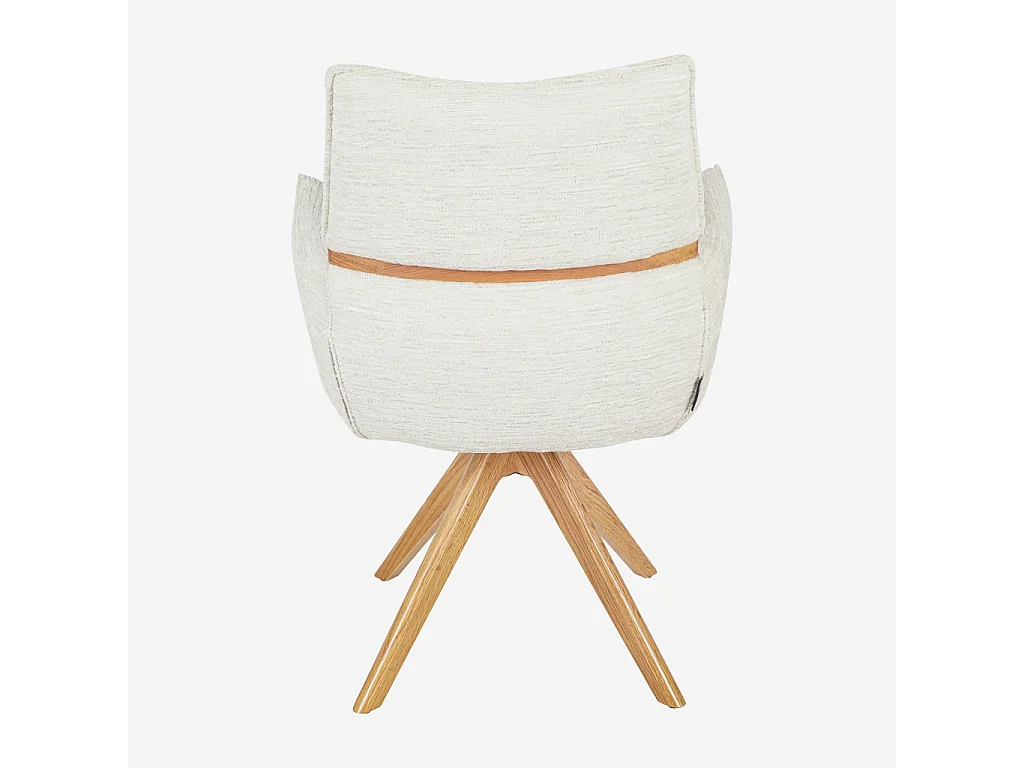Habitat - Chaise pivotante en tissu et chêne avec accoudoirs - Crème - Timiso