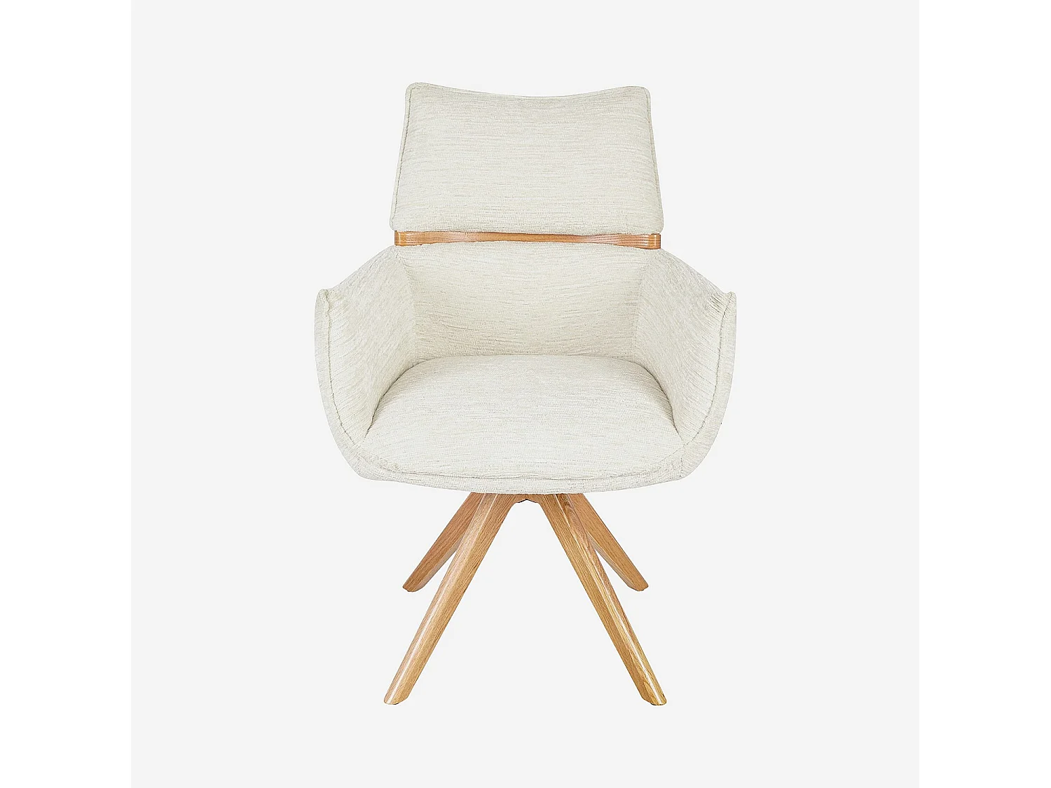 Habitat - Chaise pivotante en tissu et chêne avec accoudoirs - Crème - Timiso