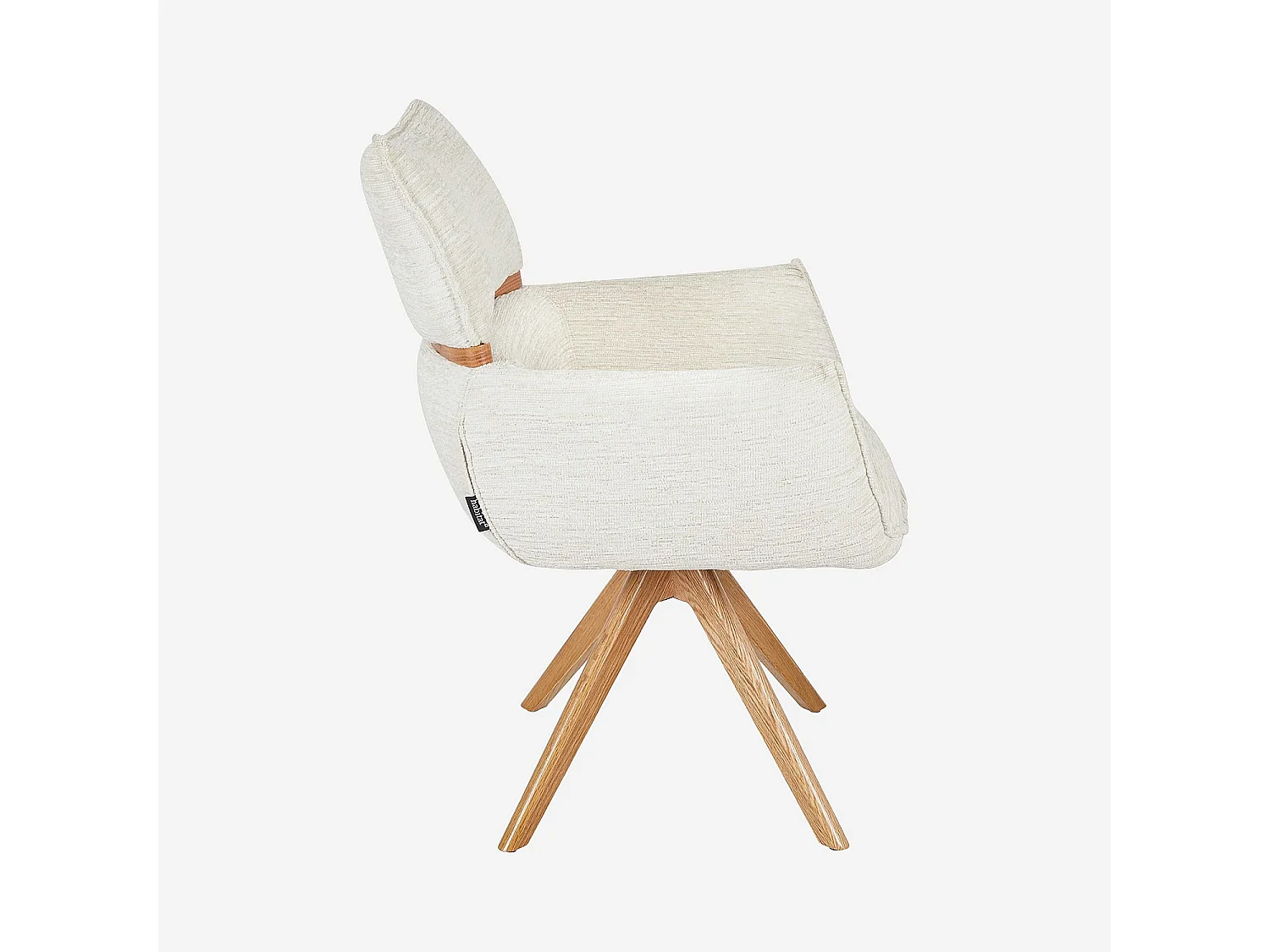 Habitat - Chaise pivotante en tissu et chêne avec accoudoirs - Crème - Timiso