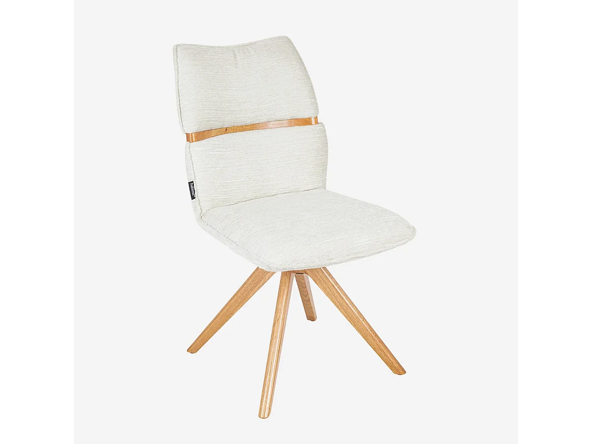 Habitat - Lot de 2 chaises pivotantes en tissu et chêne - Crème - Timiso