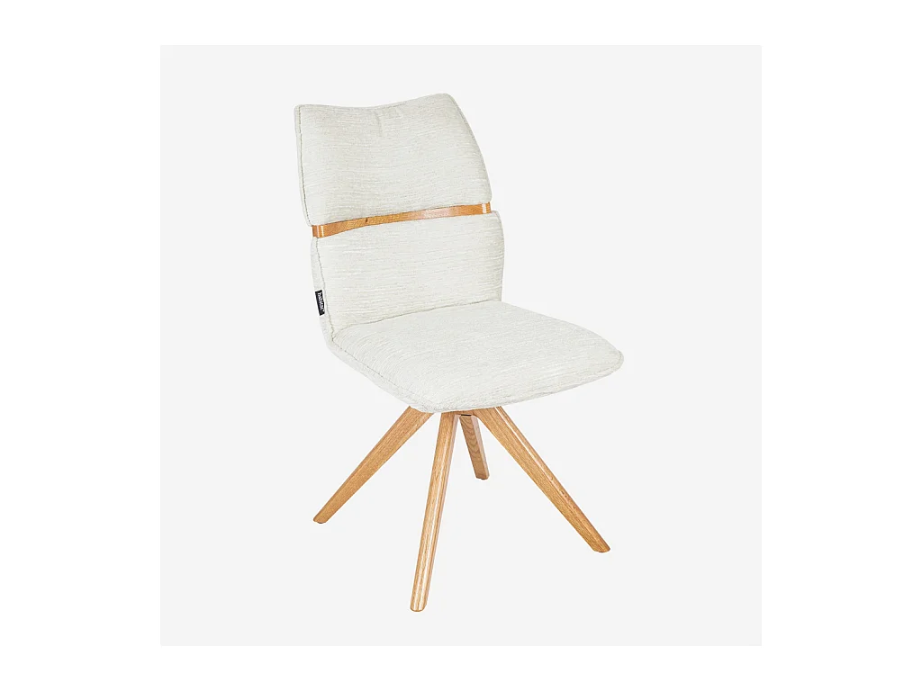 Habitat - Lot de 2 chaises pivotantes en tissu et chêne - Crème - Timiso