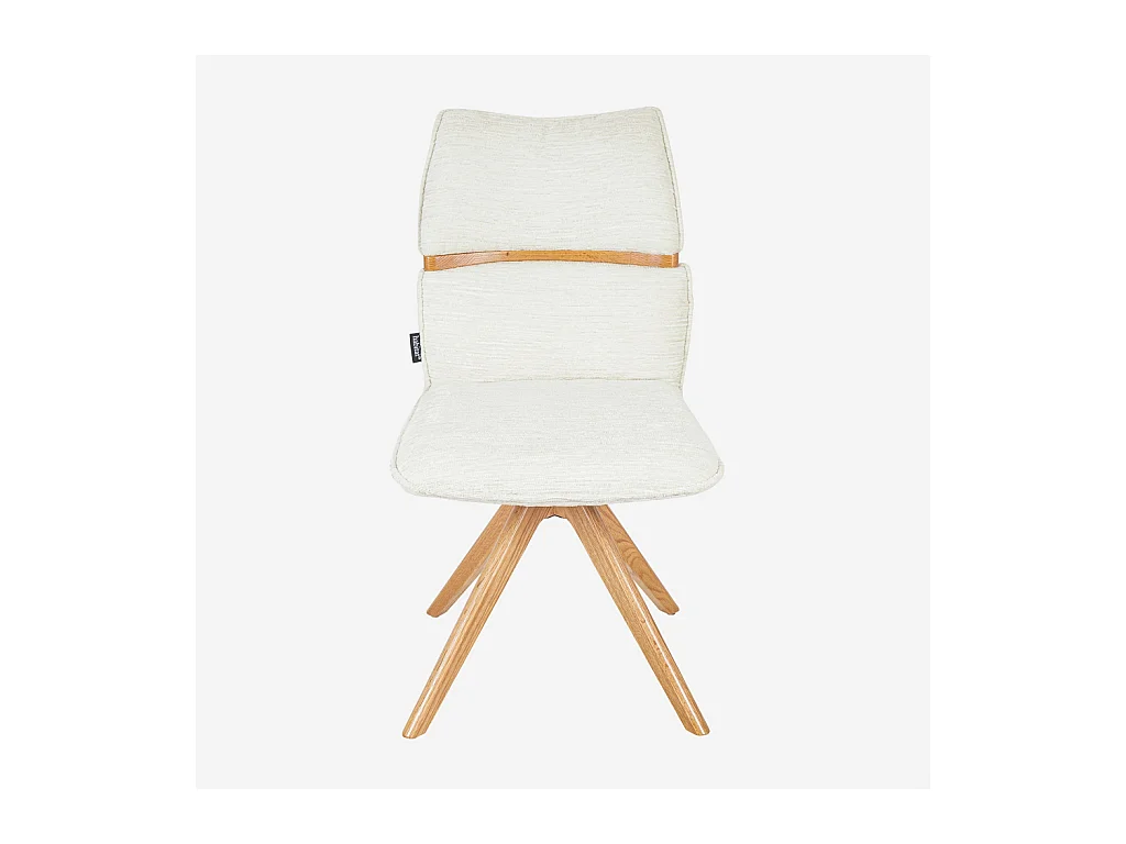 Habitat - Lot de 2 chaises pivotantes en tissu et chêne - Crème - Timiso