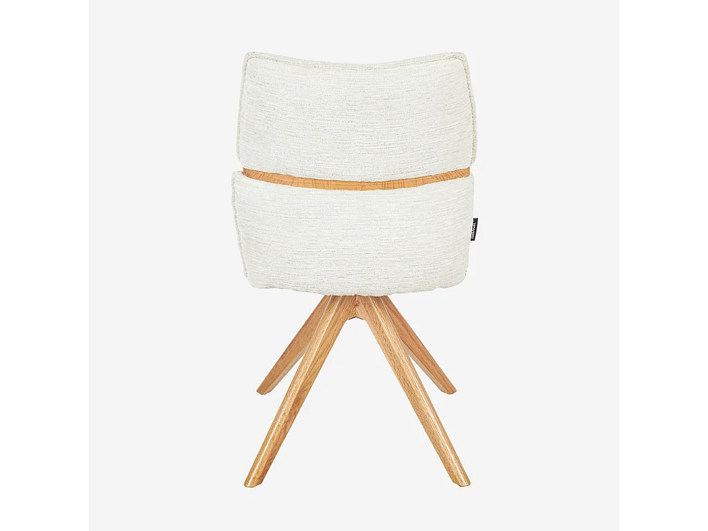 Habitat - Lot de 2 chaises pivotantes en tissu et chêne - Crème - Timiso