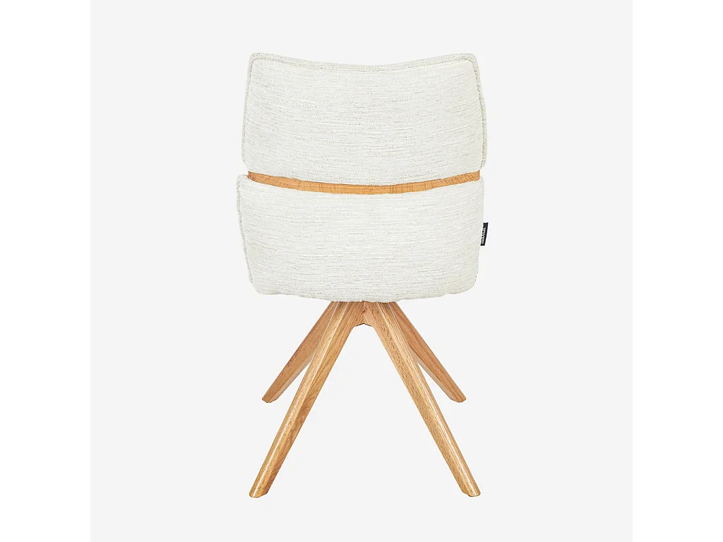 Habitat - Lot de 2 chaises pivotantes en tissu et chêne - Crème - Timiso