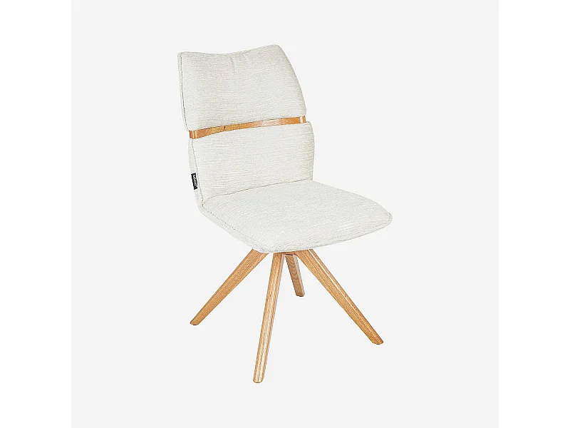 Habitat - Lot de 2 chaises pivotantes en tissu et chêne - Crème - Timiso