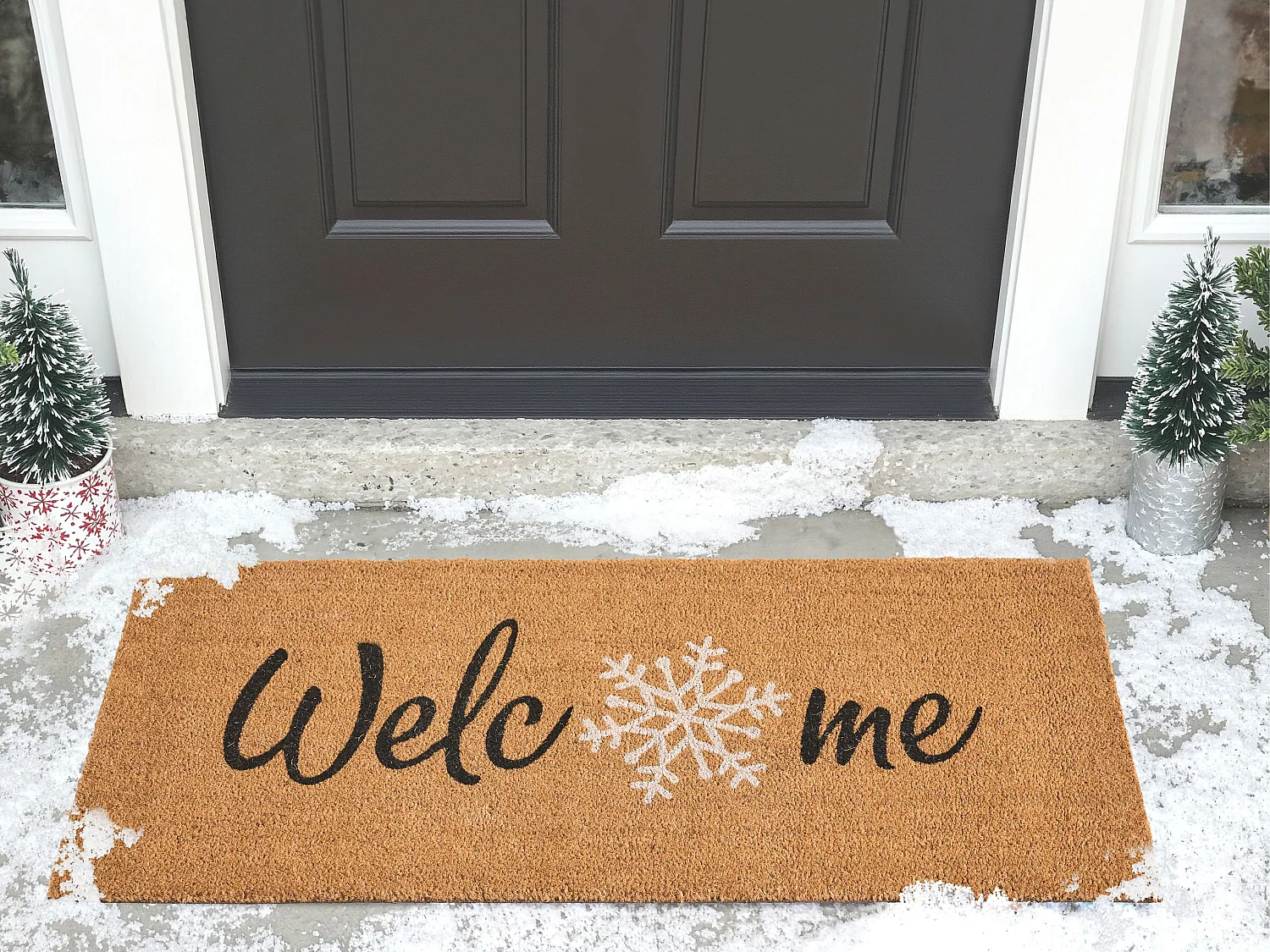 Paillasson BALANACAN Naturel 55 x 120 cm Motif de Noël Fibre de coco