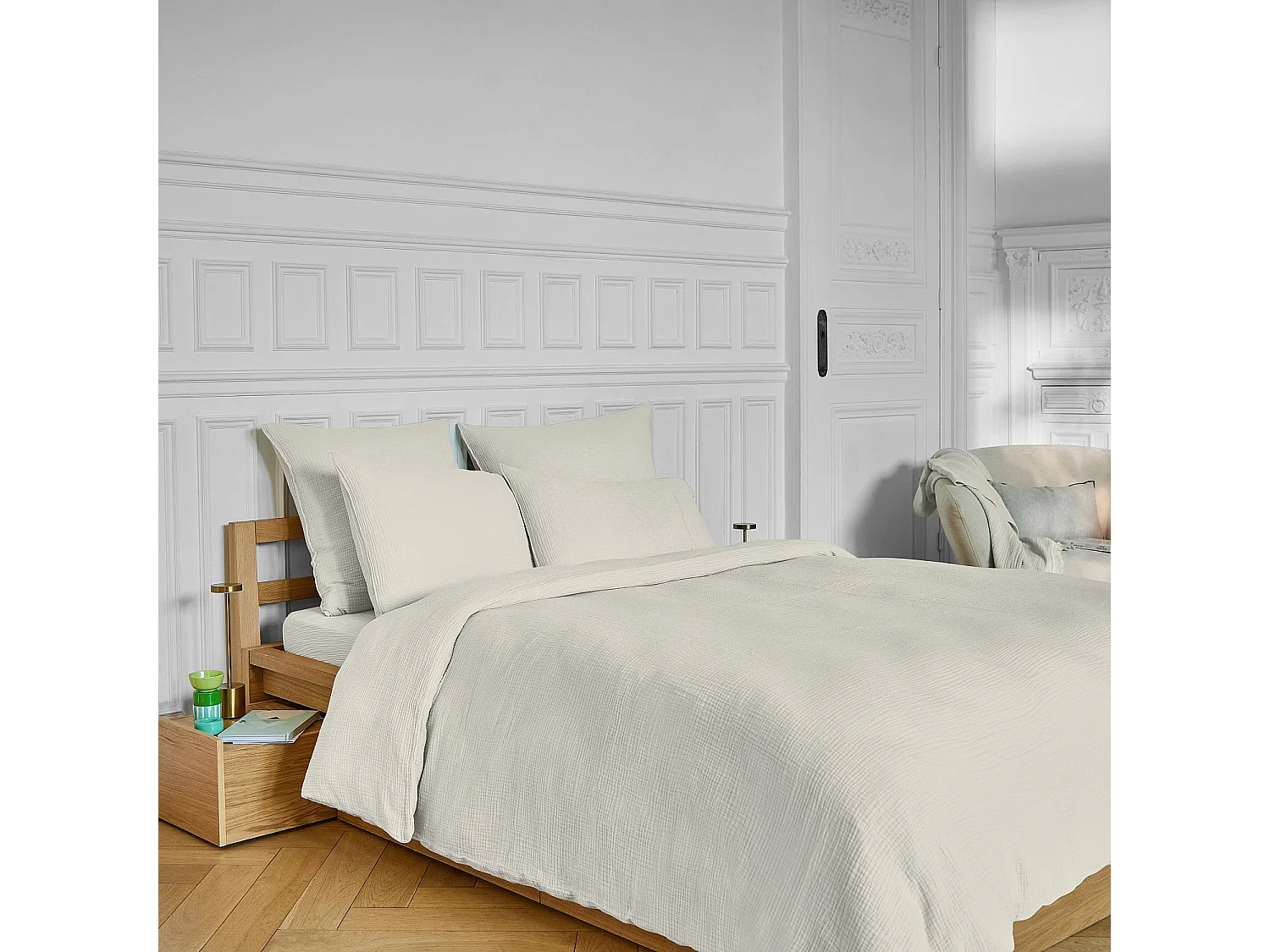 Habitat - Housse de couette en double gaze de coton - 240 x 220 cm - Écru - Arielle