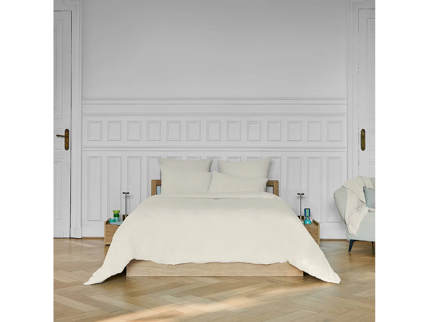 Housse de couette en double gaze de coton - 240 x 220 cm - Écru