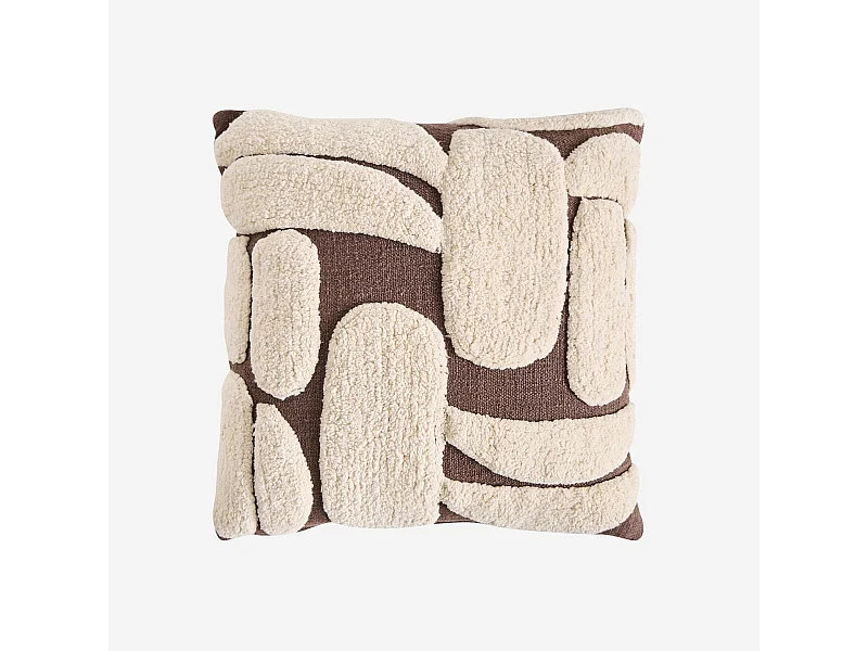 Habitat - Coussin tufté en coton - 45 x 45 cm - Brun - Anouk