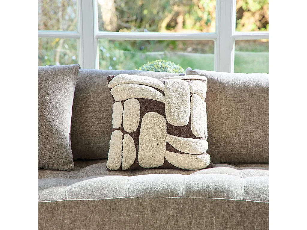 Habitat - Coussin tufté en coton - 45 x 45 cm - Brun - Anouk