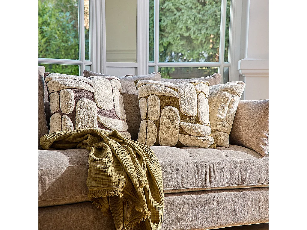 Habitat - Coussin tufté en coton - 45 x 45 cm - Brun - Anouk