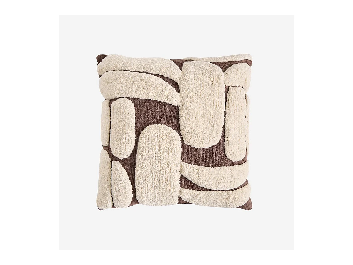 Habitat - Coussin tufté en coton - 45 x 45 cm - Brun - Anouk