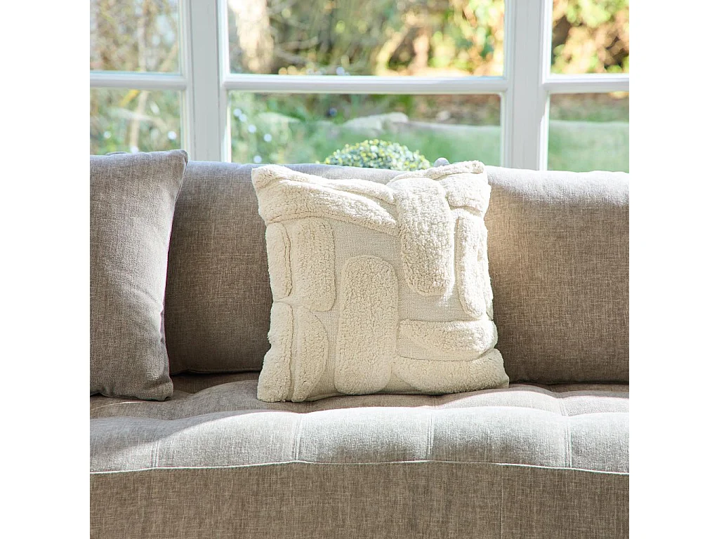 Habitat - Coussin tufté en coton - 45 x 45 cm - Écru - Anouk