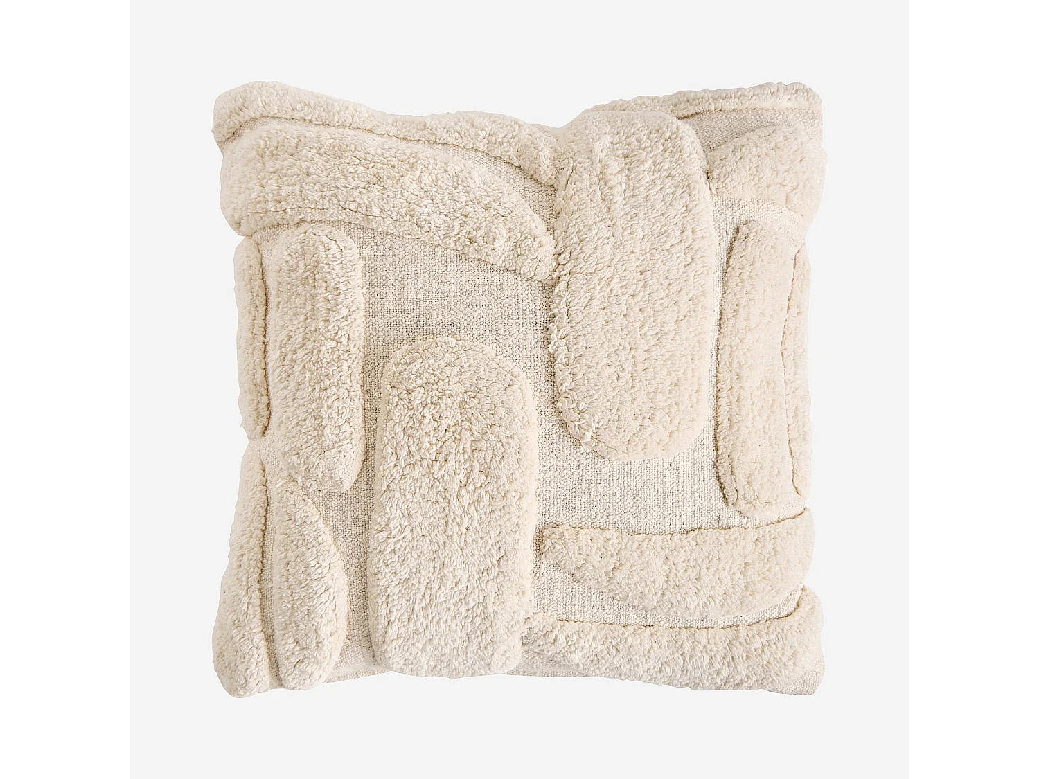 Coussin tufté en coton - 45 x 45 cm - Écru