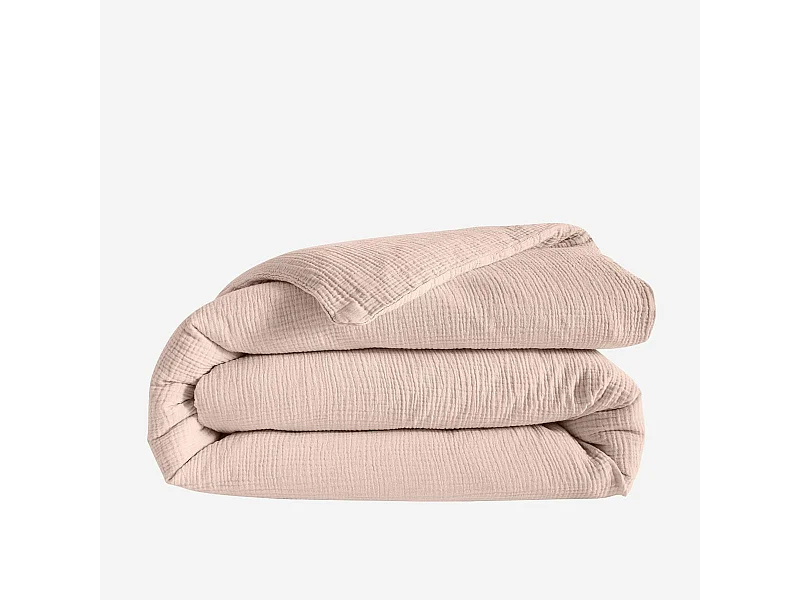 Habitat - Housse de couette en double gaze de coton - 260 x 240 cm - Rose poudré - Arielle