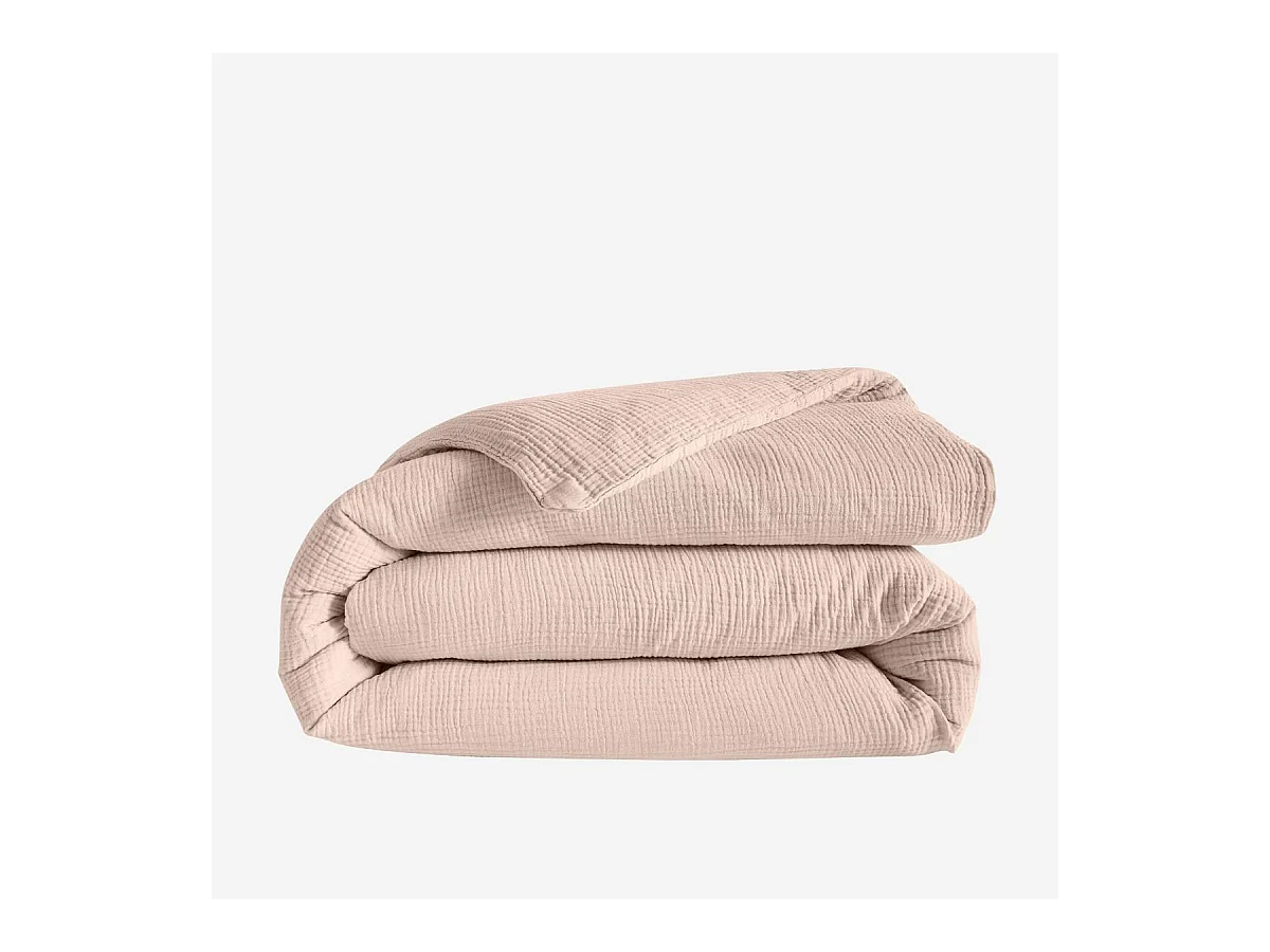 Habitat - Housse de couette en double gaze de coton - 260 x 240 cm - Rose poudré - Arielle