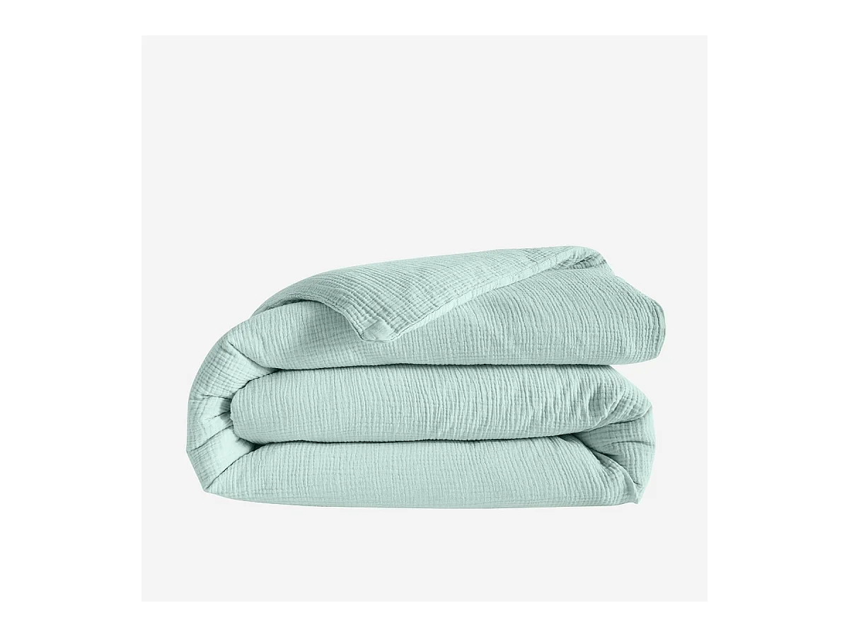 Habitat - Housse de couette en double gaze de coton - 240 x 220 cm - Céladon - Arielle