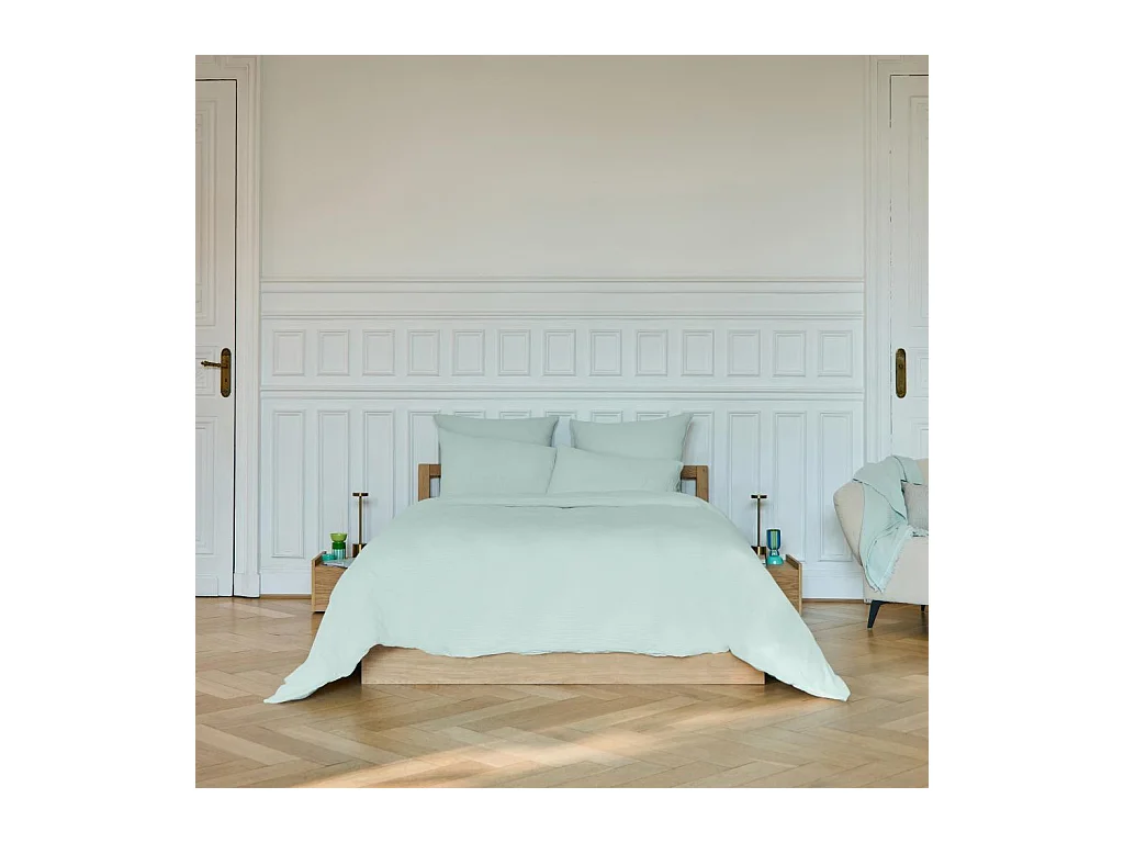 Habitat - Housse de couette en double gaze de coton - 240 x 220 cm - Céladon - Arielle