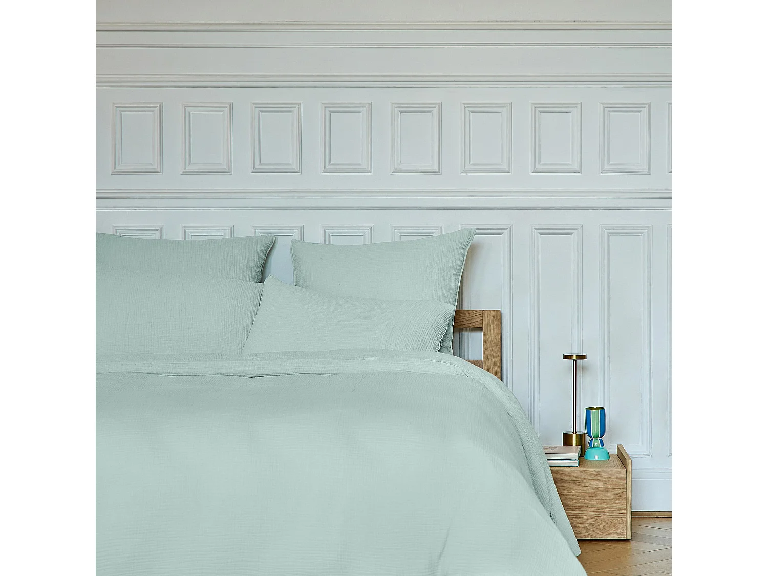 Housse de couette en double gaze de coton - 240 x 220 cm - Céladon