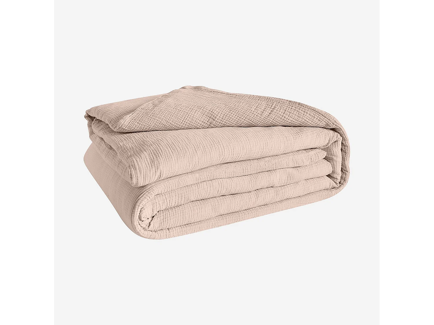 Housse de couette en double gaze de coton - 240 x 220 cm - Rose poudré