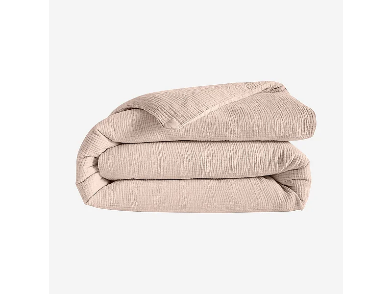 Habitat - Housse de couette en double gaze de coton - 240 x 220 cm - Rose poudré - Arielle