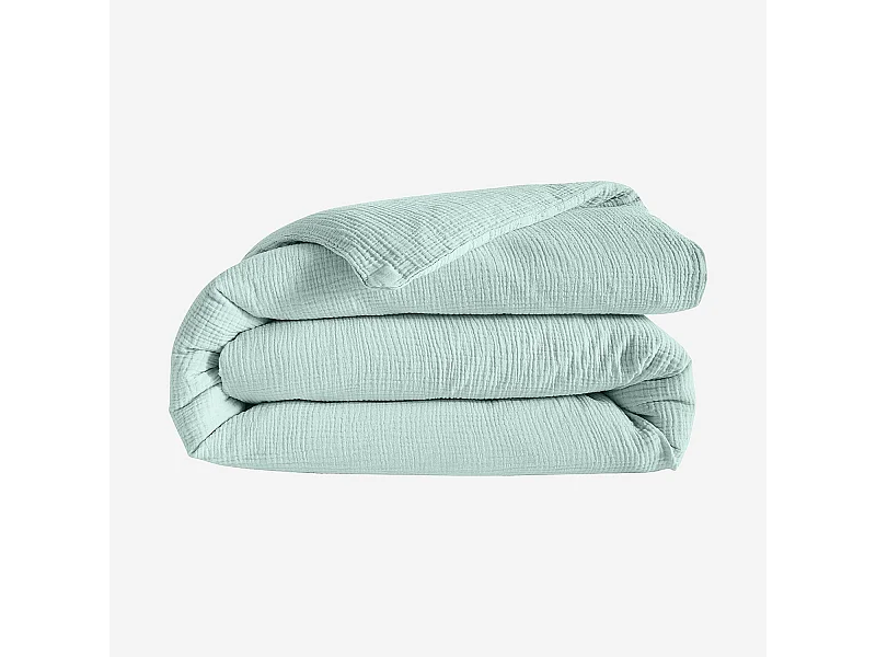 Habitat - Housse de couette en double gaze de coton - 260 x 240 cm - Céladon - Arielle