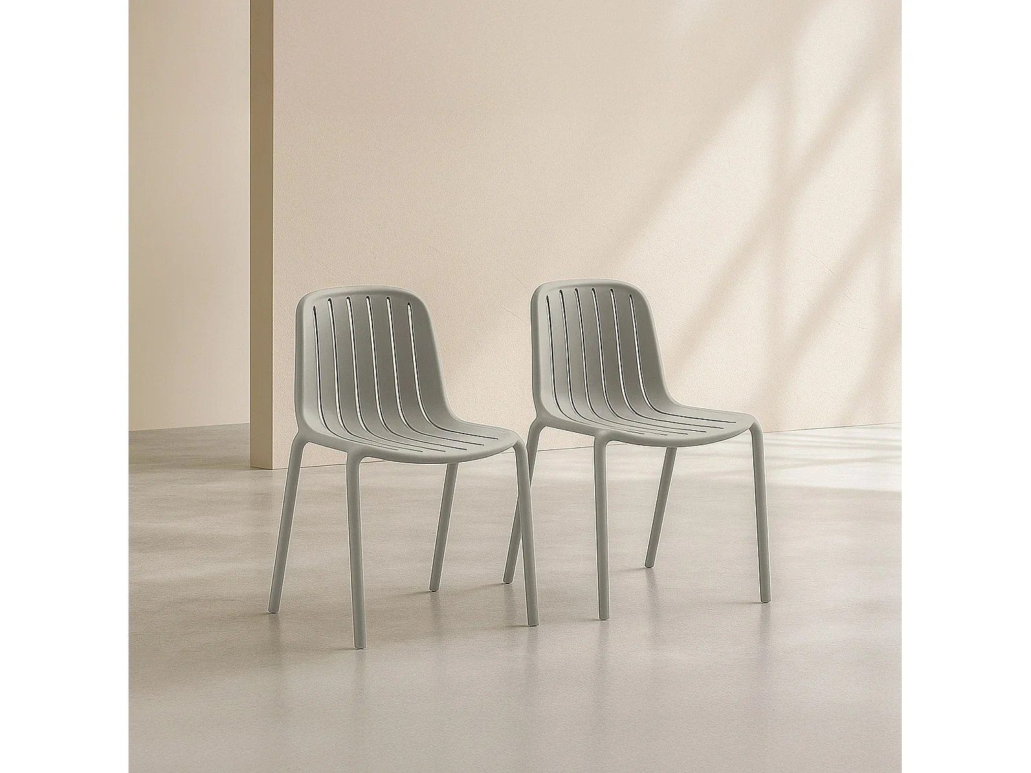 Lot de 2 chaises de jardin en polypropylène - Gris argile