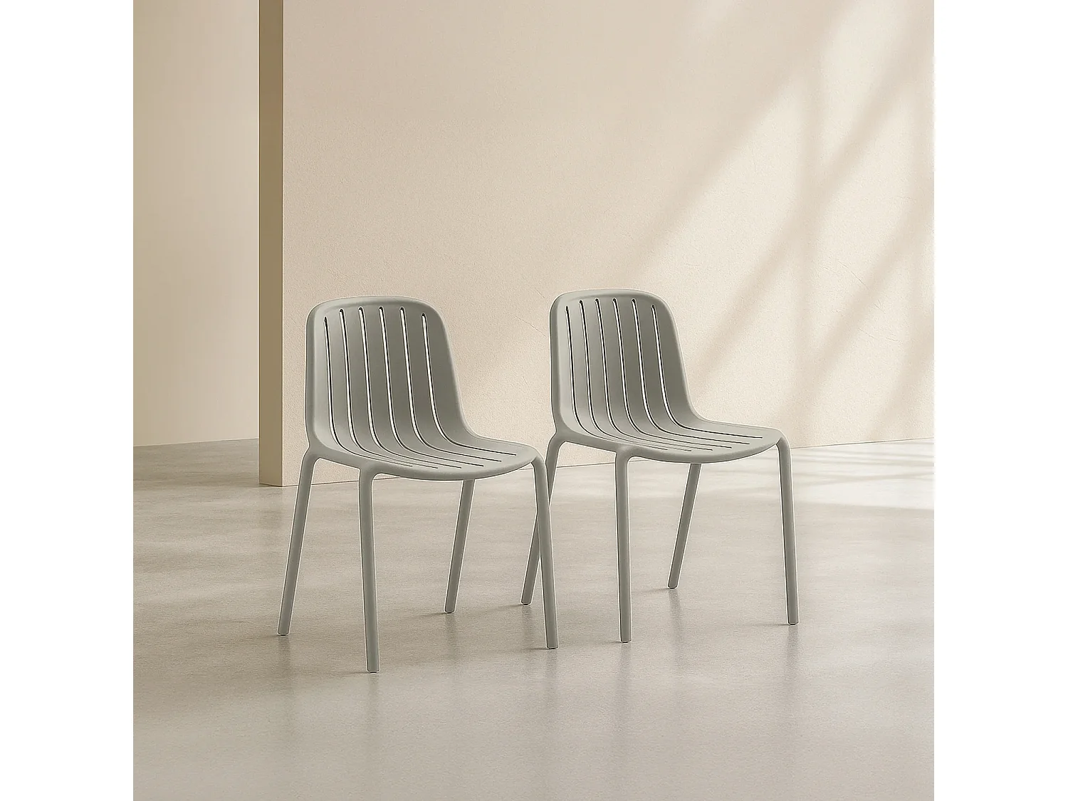 Lot de 2 chaises de jardin en polypropylène - Gris argile