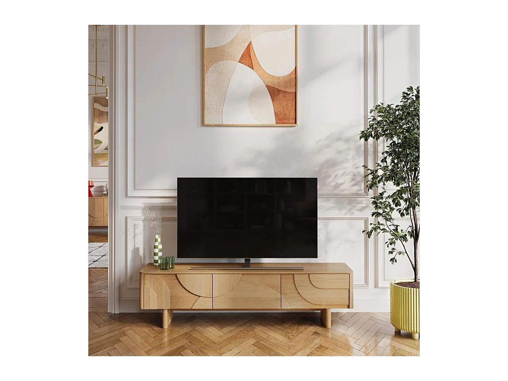 Habitat - Meuble TV 3 tiroirs en chêne - Naturel - Design by Hélèna Pille - Milord