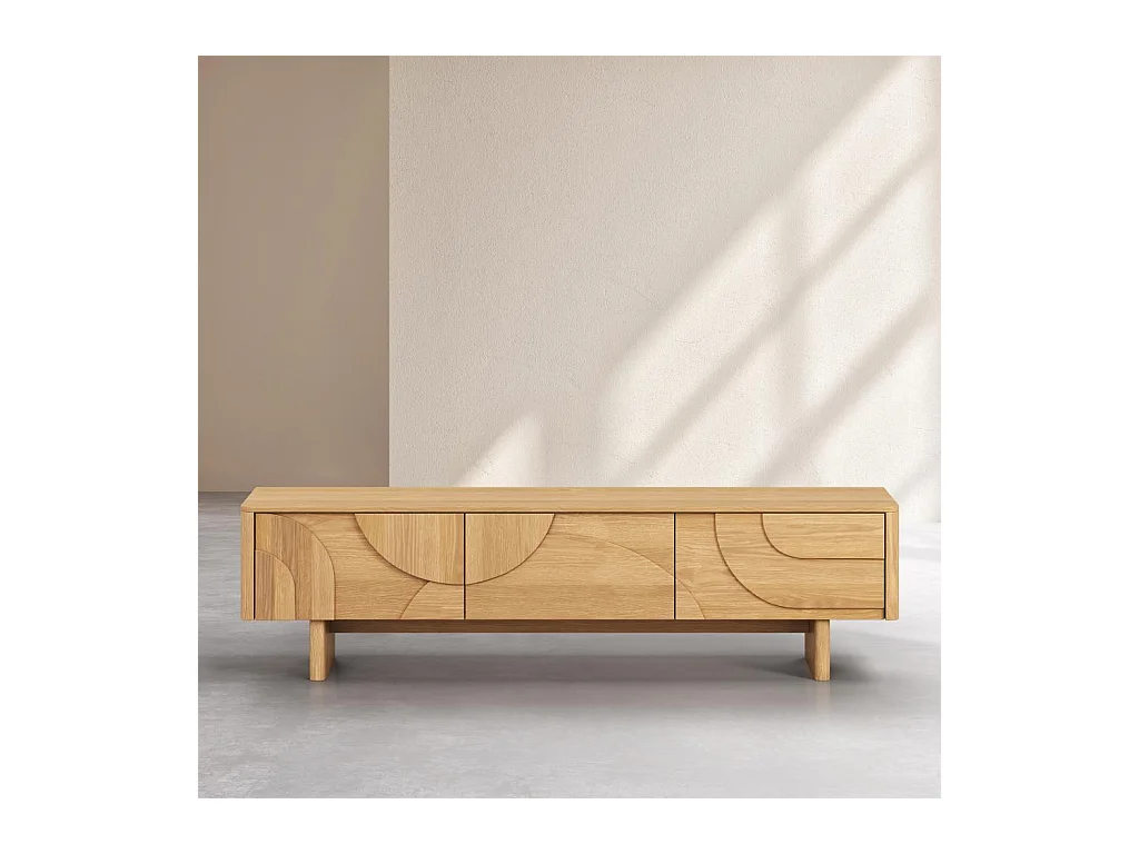 Habitat - Meuble TV 3 tiroirs en chêne - Naturel - Design by Hélèna Pille - Milord