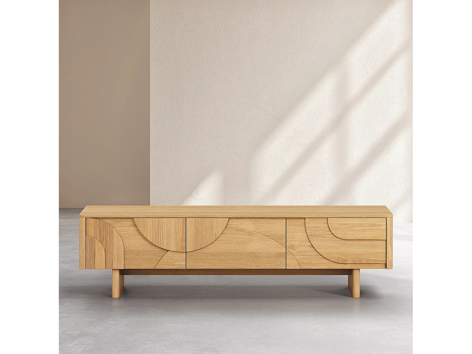 Habitat - Meuble TV 3 tiroirs en chêne 180 cm - Naturel - Design by Hélèna Pille - Milord