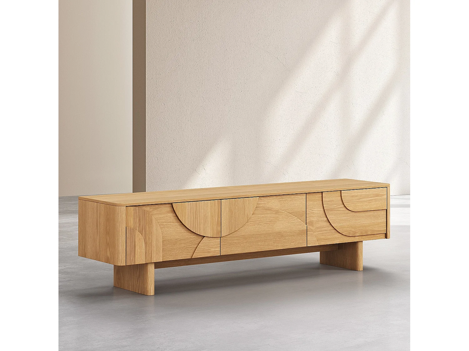 Habitat - Meuble TV 3 tiroirs en chêne 180 cm - Naturel - Design by Hélèna Pille - Milord