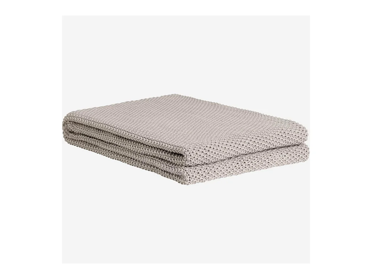Habitat - Plaid tricoté en coton - 130 x 170 cm - Gris - Lou