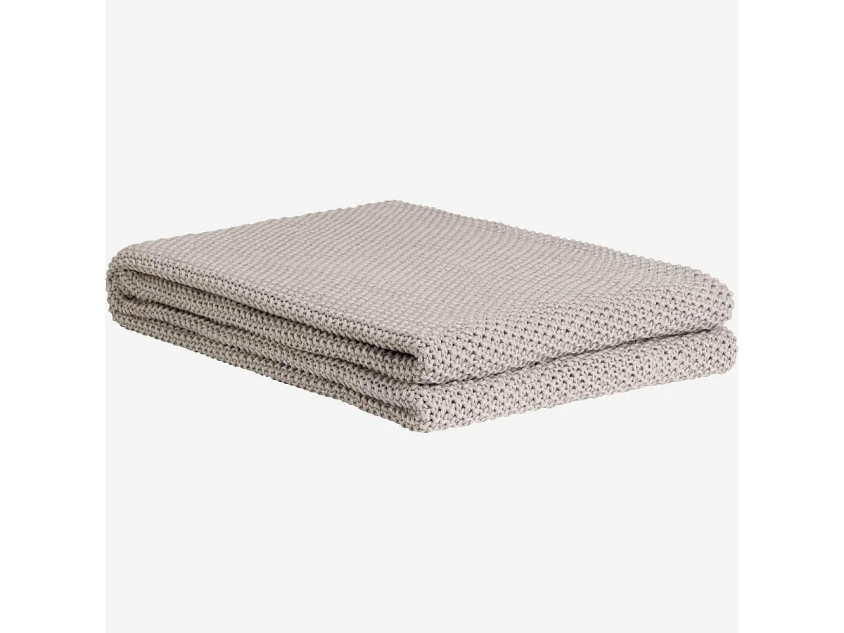 Habitat - Plaid tricoté en coton - 130 x 170 cm - Gris - Lou