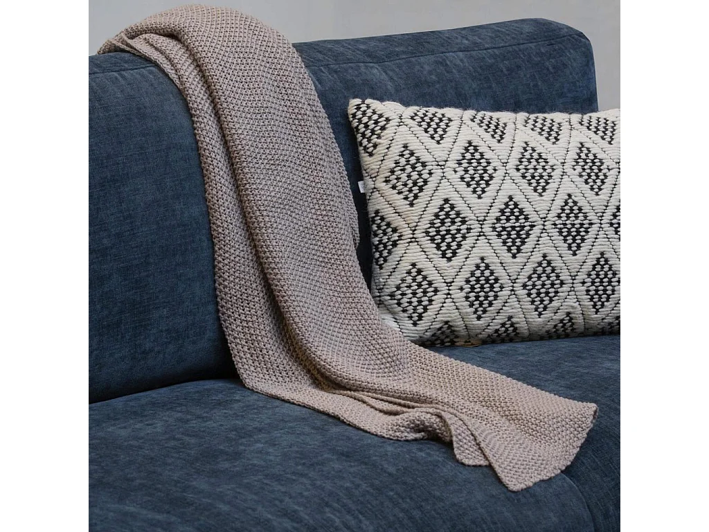 Habitat - Plaid tricoté en coton - 130 x 170 cm - Gris - Lou