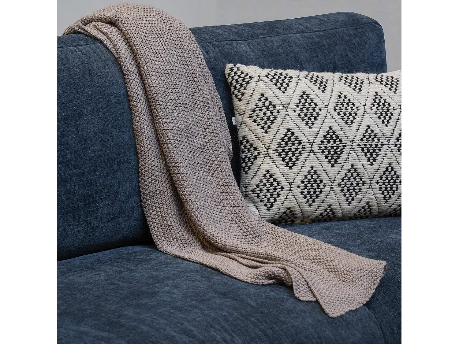 Habitat - Plaid tricoté en coton - 130 x 170 cm - Gris - Lou