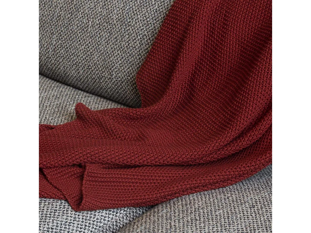 Habitat - Plaid tricoté en coton - 130 x 170 cm - Rouille - Lou