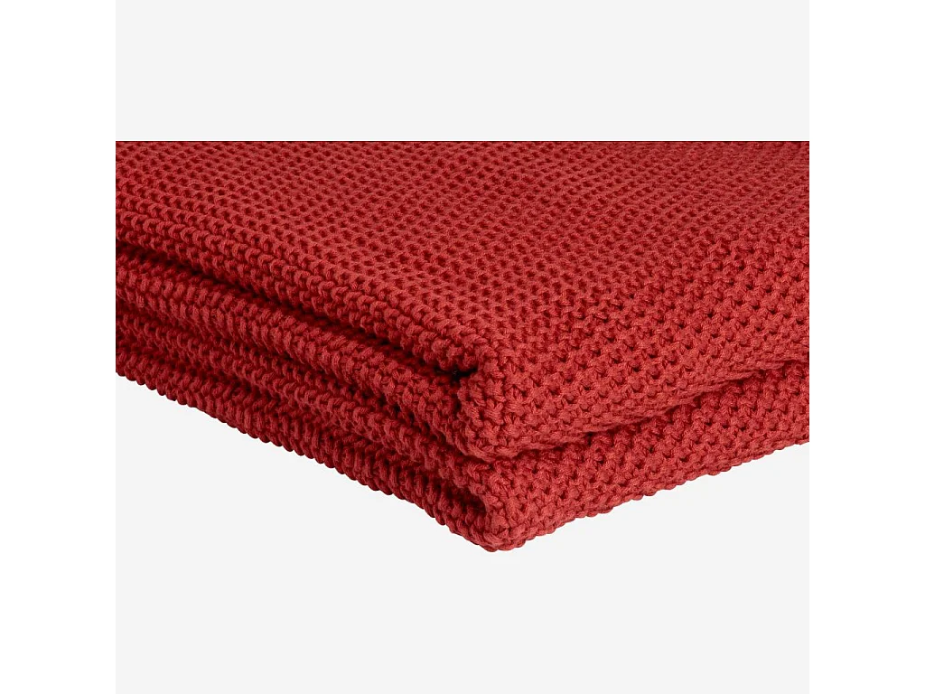 Habitat - Plaid tricoté en coton - 130 x 170 cm - Rouille - Lou