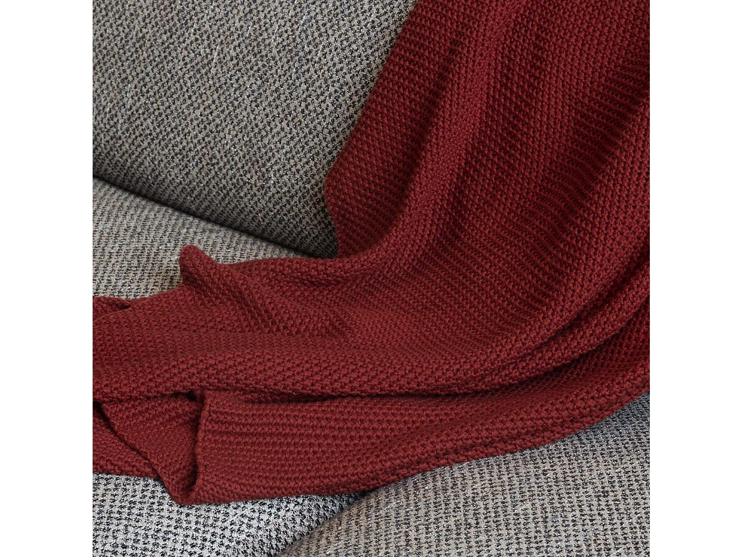 Habitat - Plaid tricoté en coton - 130 x 170 cm - Rouille - Lou