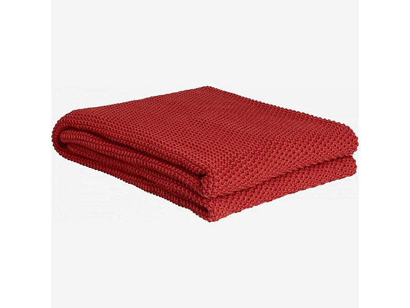 Habitat - Plaid tricoté en coton - 130 x 170 cm - Rouille - Lou
