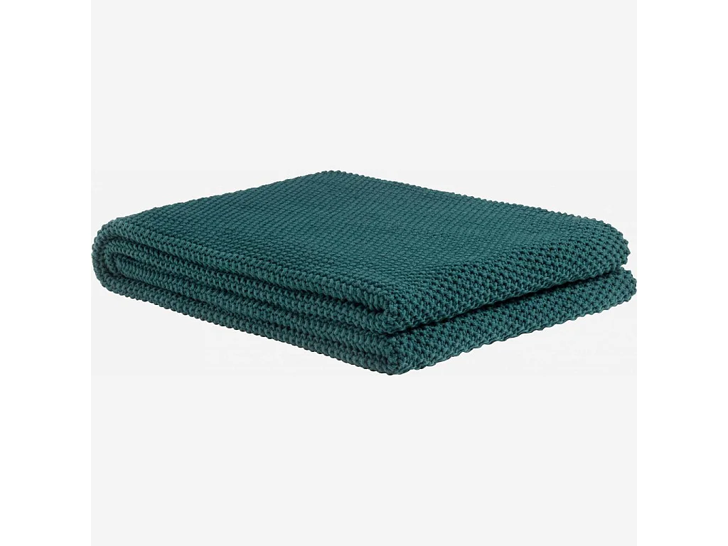 Habitat - Plaid tricoté en coton - 130 x 170 cm - Vert - Lou