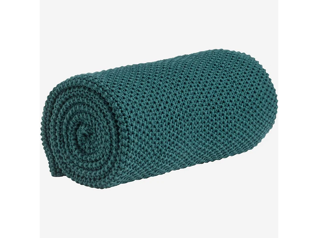 Habitat - Plaid tricoté en coton - 130 x 170 cm - Vert - Lou