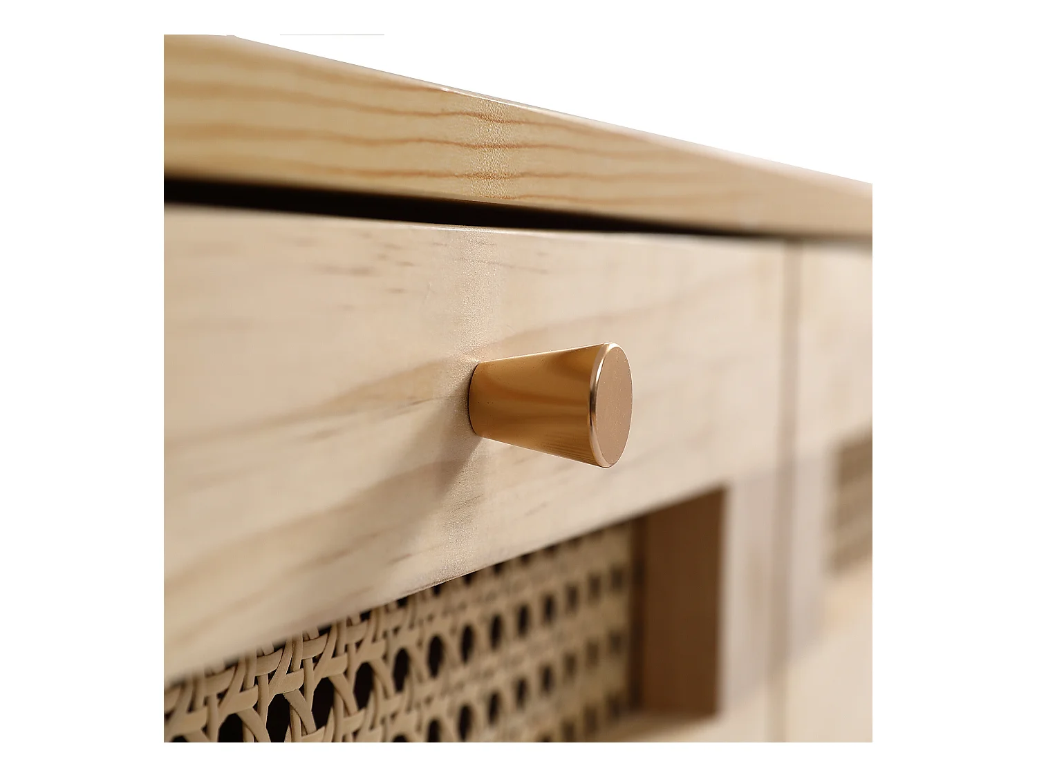 Commode classique en rotin 4 tiroirs et rangement